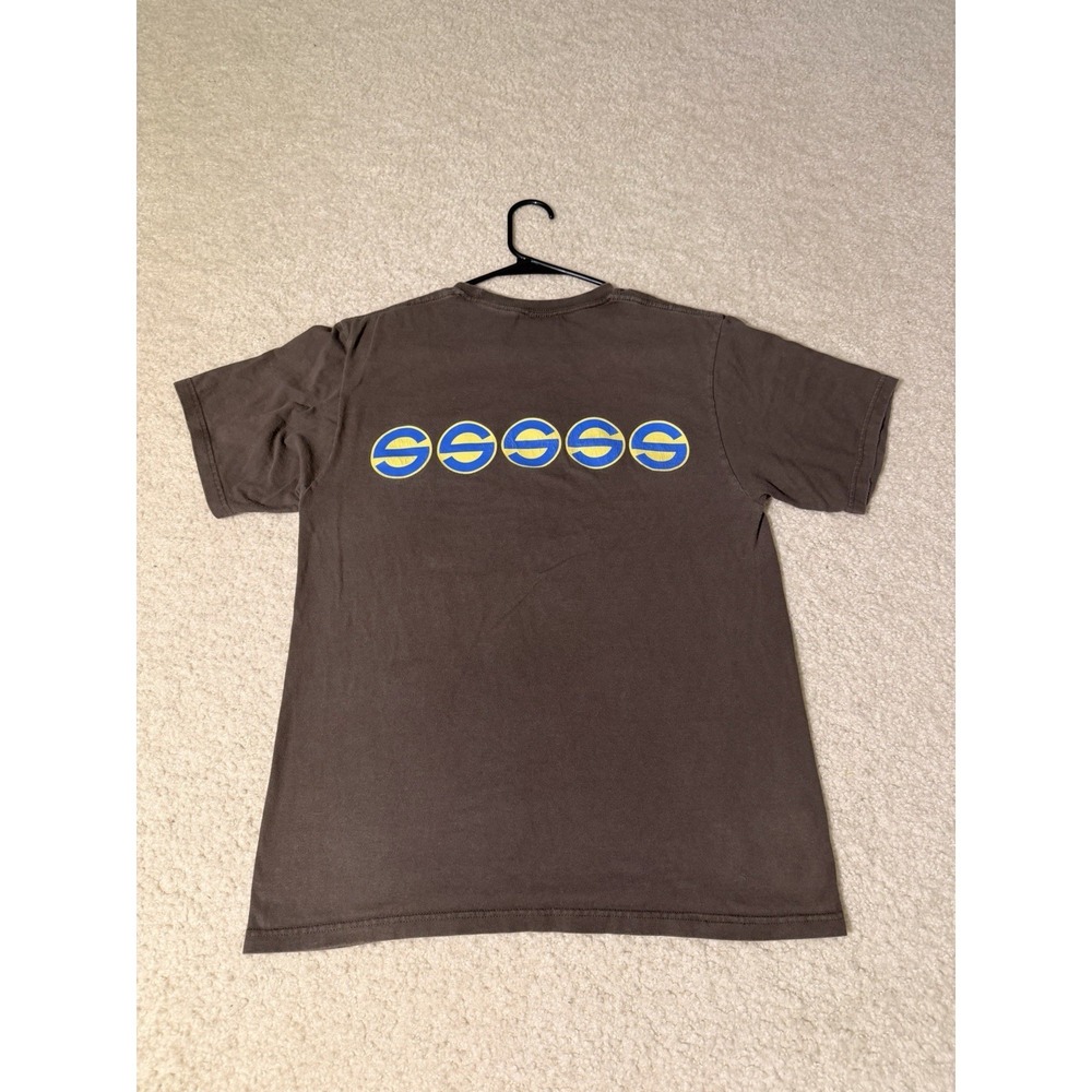 Stussy Brown‎ Logo Graphic T Mens Medium Spell Out Back Logo Streetwear